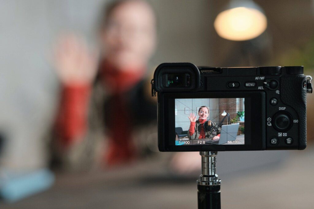 Woman recording a video